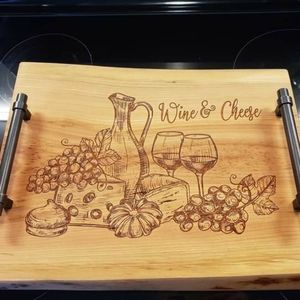Engraved live each cherry cutting board with handles